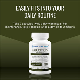 Approved Science Parastrin capsules in a lifestyle setting