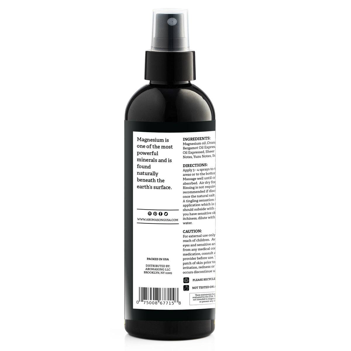 Aromasong Magnesium Spray Grapefruit 8 oz on a wooden surface