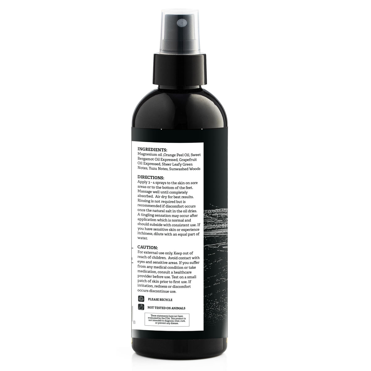 Aromasong Magnesium Spray Grapefruit 8 oz with ingredients list