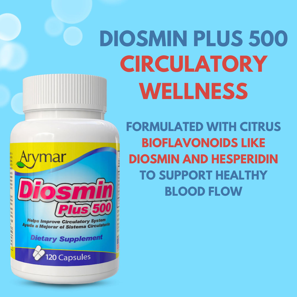 Arymar Diosmin Plus 500 capsules in hand