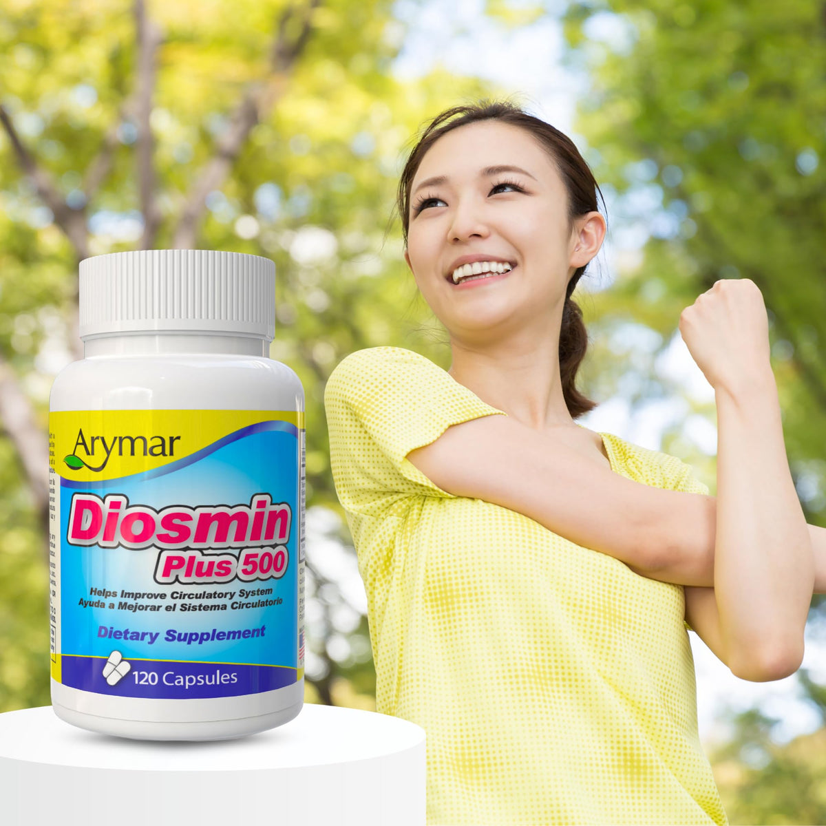 Arymar Diosmin Plus 500 supplement label close-up