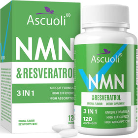 Ascuoli NMN Resveratrol Supplement 950mg front view of packaging