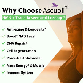 Ascuoli NMN Resveratrol Supplement 950mg lozenge close-up