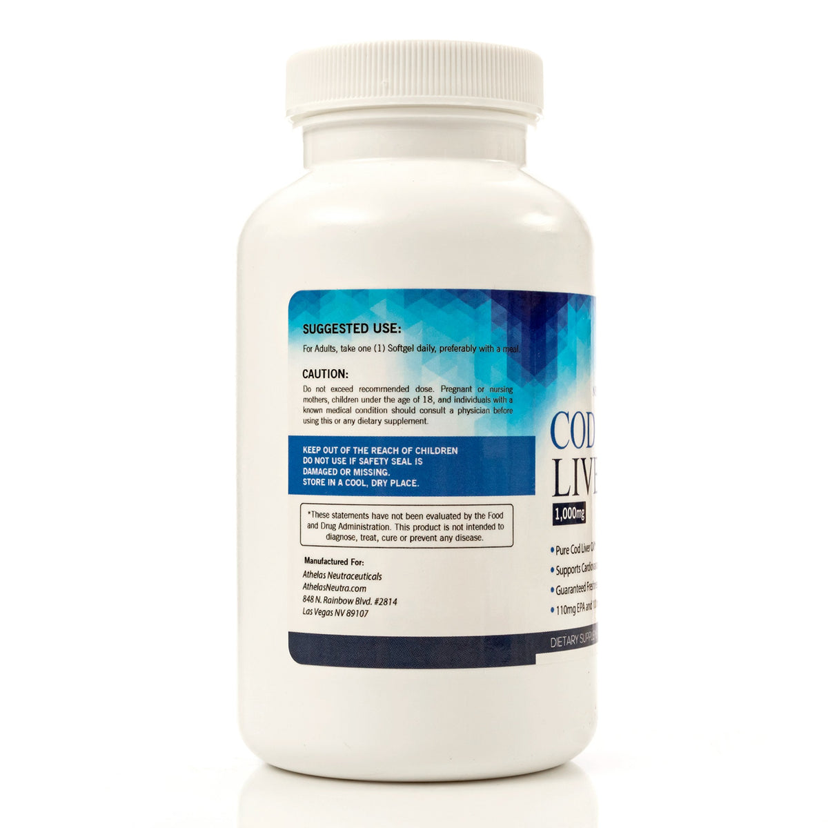 Athelas Neutraceuticals Cod Liver Oil Capsules close-up of softgel