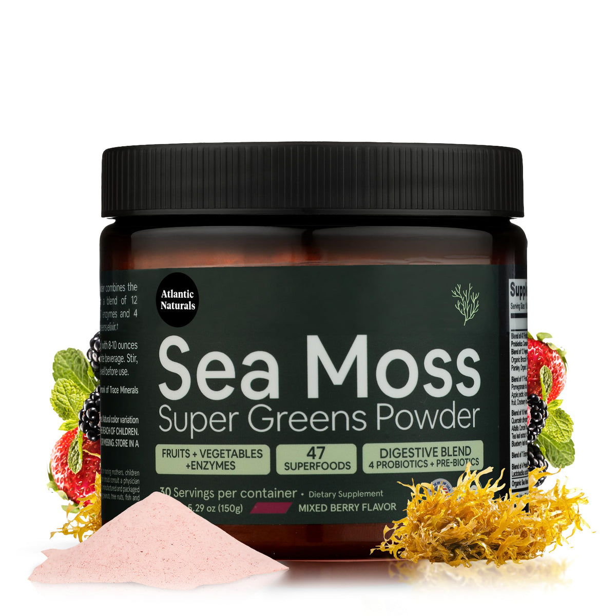 Atlantic Naturals Organic Sea Moss Super Greens Powder front view