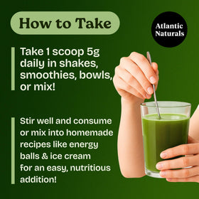 Atlantic Naturals Sea Moss Powder in a bowl with a spoon