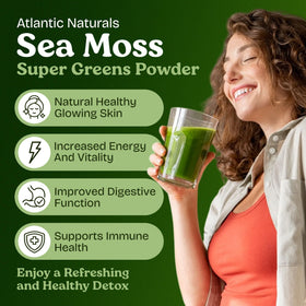 Atlantic Naturals Sea Moss Powder packaging with nutritional information