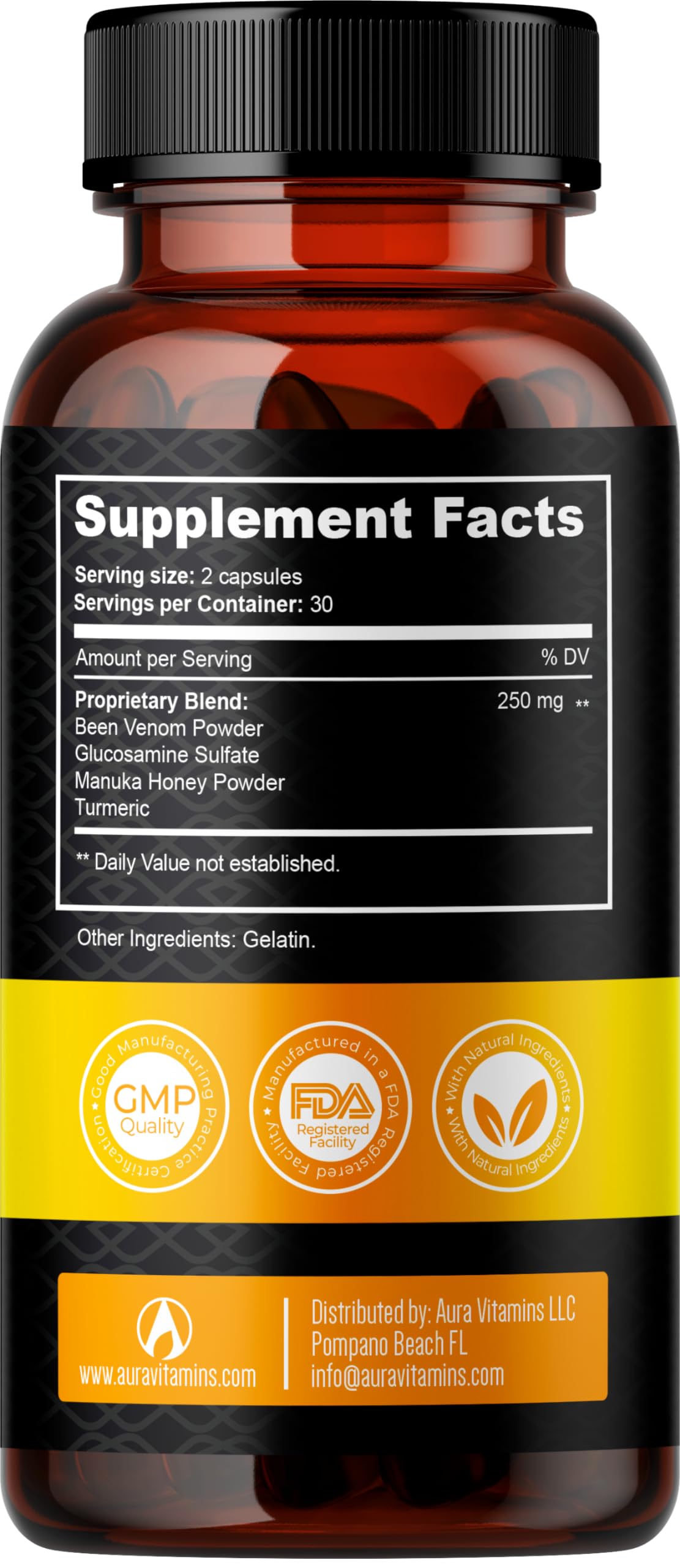 AURA VITAMINS Bee Flex Joint Support bottle open
