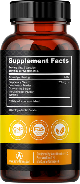 AURA VITAMINS Bee Flex Joint Support bottle open