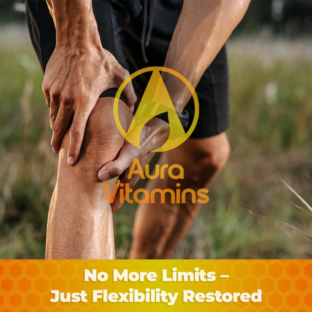 AURA VITAMINS Bee Flex Joint Support with a glass of water