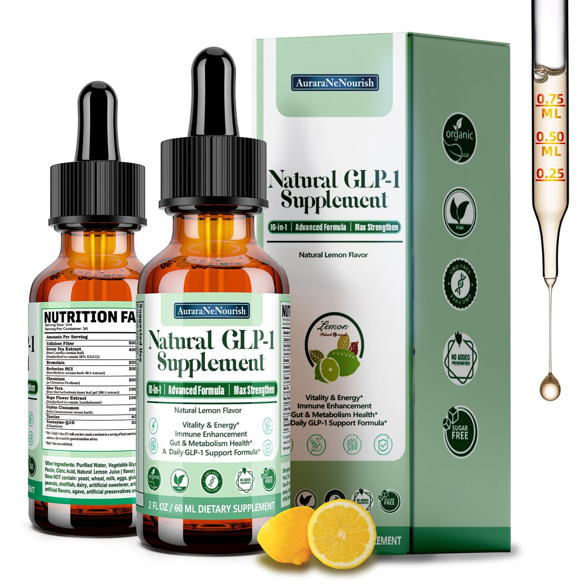 AuraraNeNourish GLP-1 Oral Solution Drops 2 Pack front view
