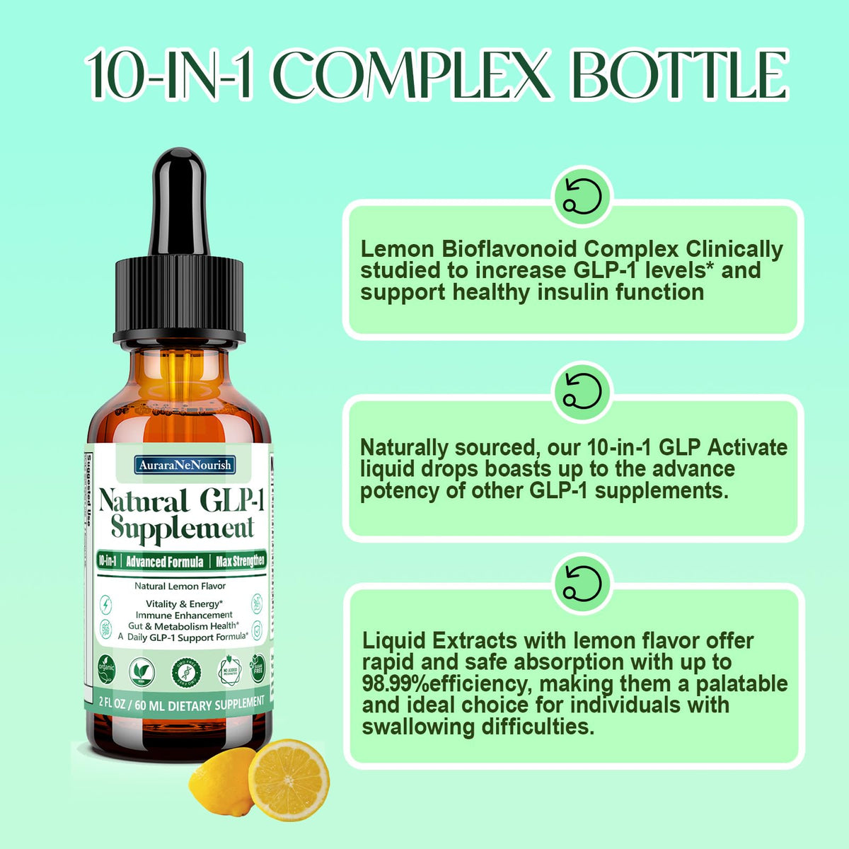 AuraraNeNourish GLP-1 Oral Solution Drops with lemon flavour