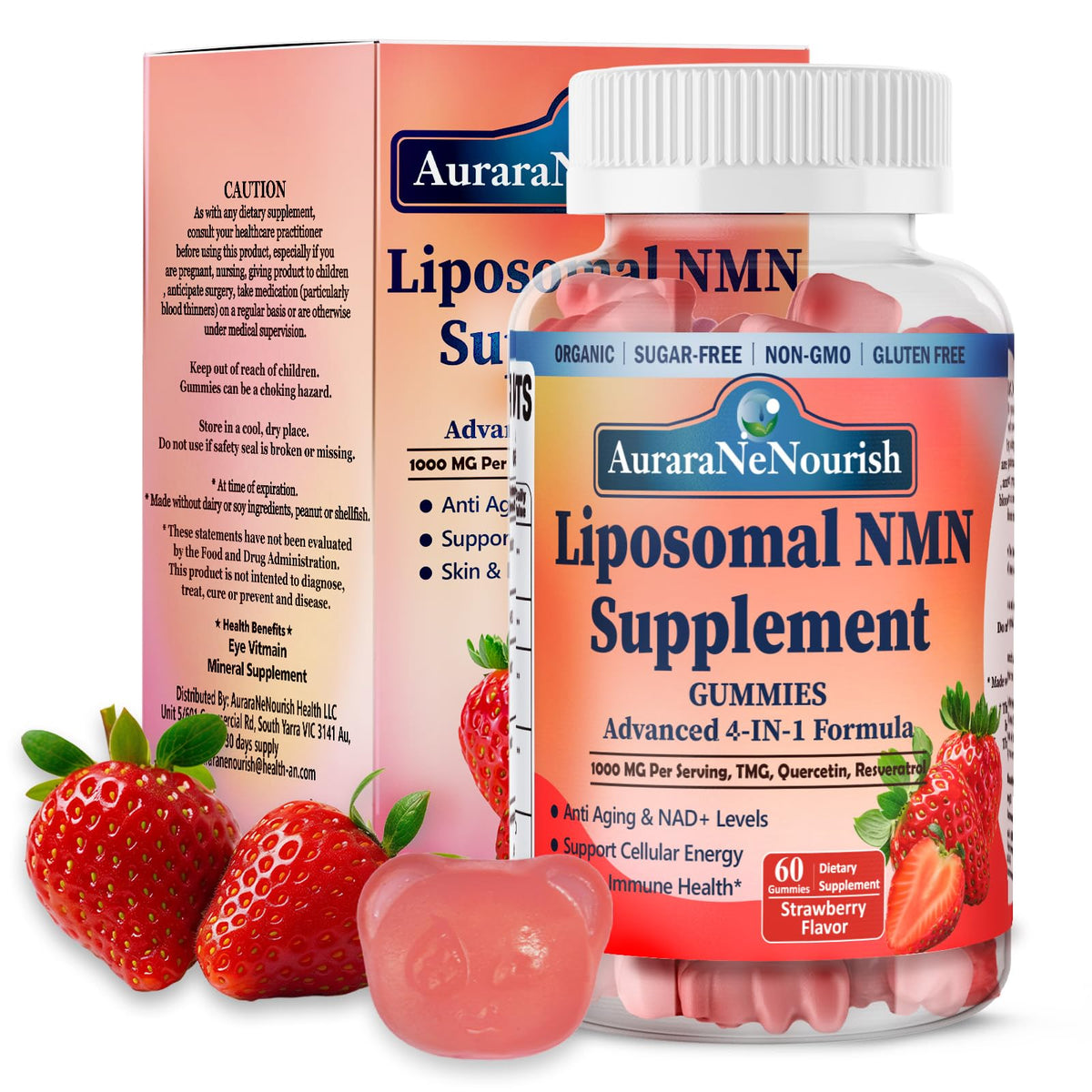AuraraNeNourish NMN Supplement Gummies bottle front view