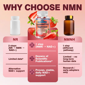 AuraraNeNourish NMN Supplement Gummies with ingredients displayed