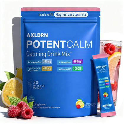 Axldrn PotentCalm Super Cortisol Drink powder packet front view
