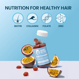 Baby Blues Postpartum Hair Loss Vitamins Gummies in a hand