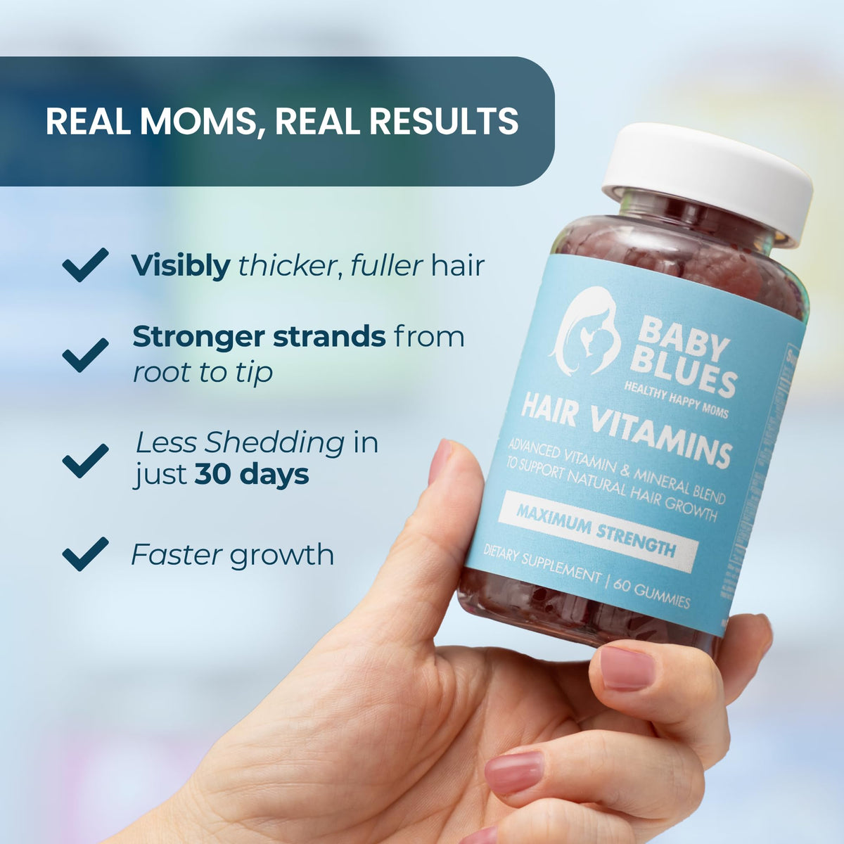 Baby Blues Postpartum Hair Loss Vitamins Gummies packaging