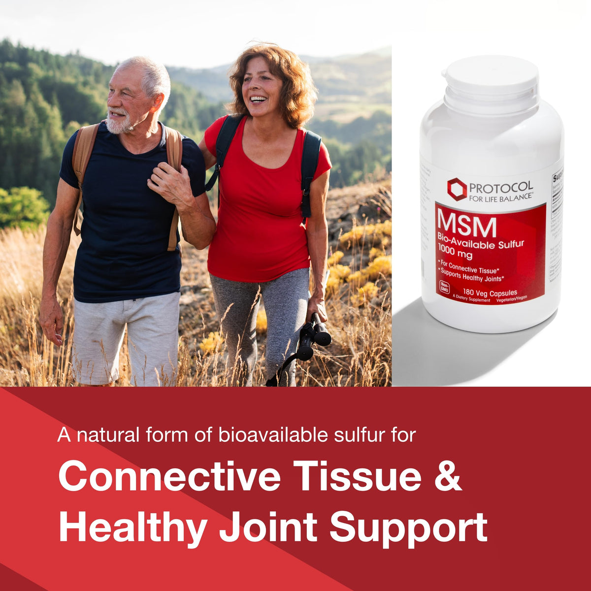 Back label of PROTOCOL FOR LIFE BALANCE MSM 1,000mg with supplement facts