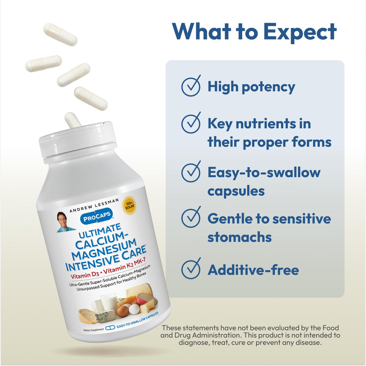 Back of ANDREW LESSMAN Ultimate Calcium-Magnesium packaging