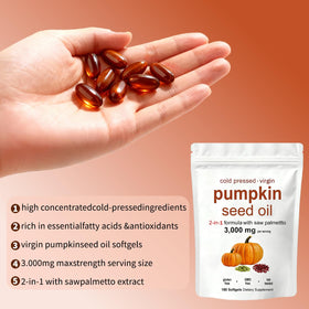 Back of KITABIO Pumpkin Seed Oil Capsules bottle