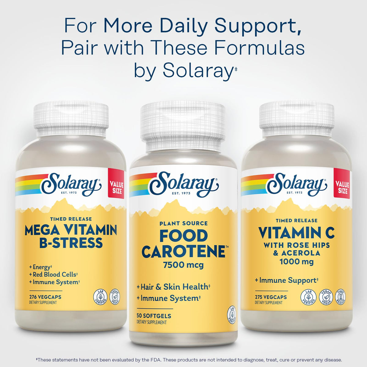 Back of SOLARAY Food Carotene 25000IU softgel bottle
