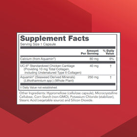 Back view of PROTOCOL FOR LIFE BALANCE Joint-UC Type II Collagen 60 Veg Caps