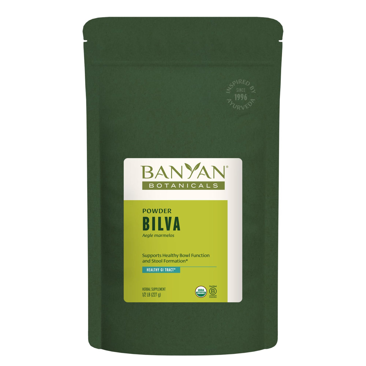 Banyan Botanicals Organic Bilva Powder ½ lb package front view