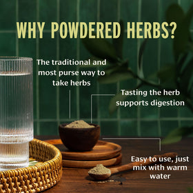 Banyan Botanicals Organic Bilva Powder sprinkled on oatmeal