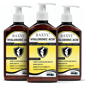 BAXYL Liquid Hyaluronic Acid Supplement three 6 oz bottles front view