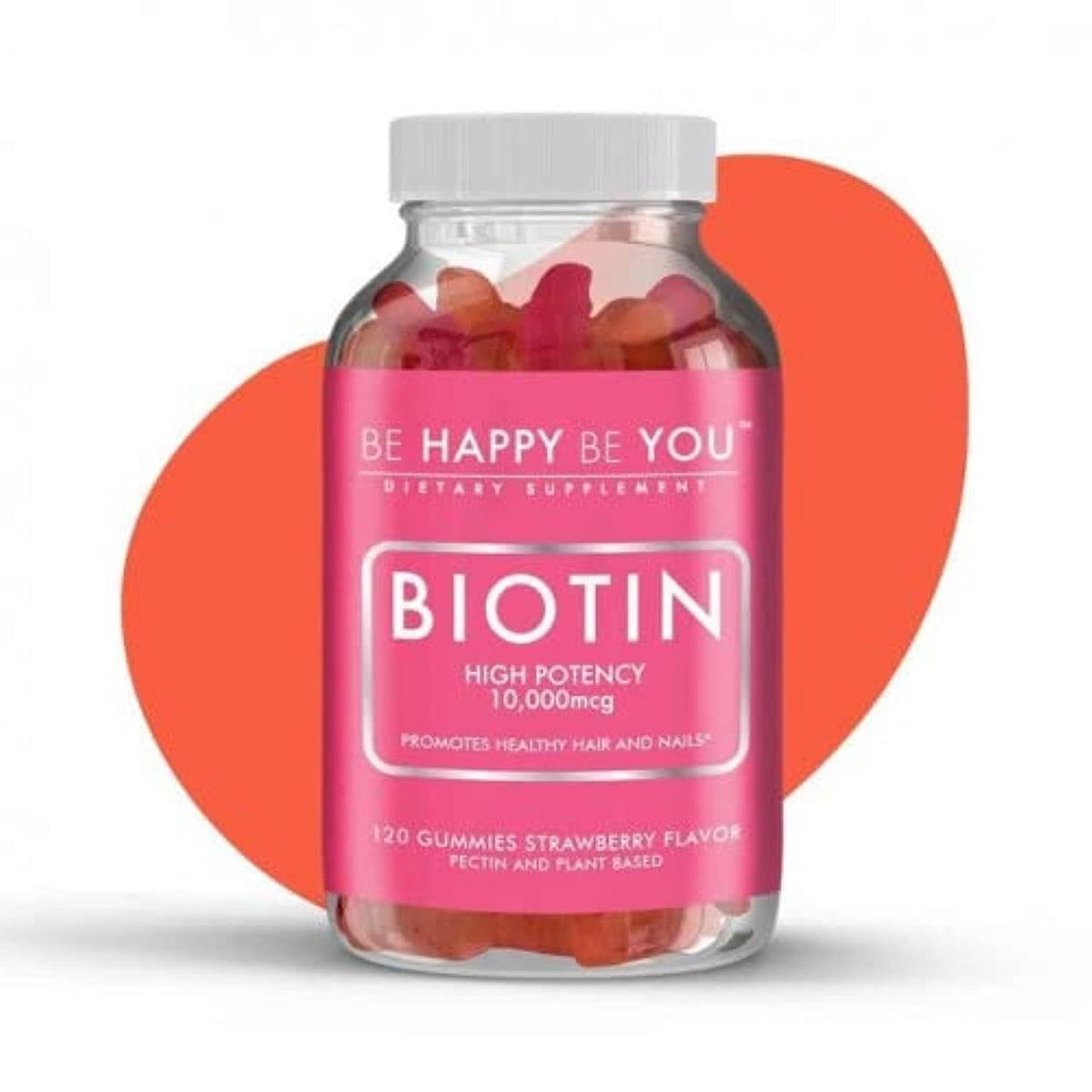 Be Happy Be You Biotin Gummies 10,000mcg 120 count front view
