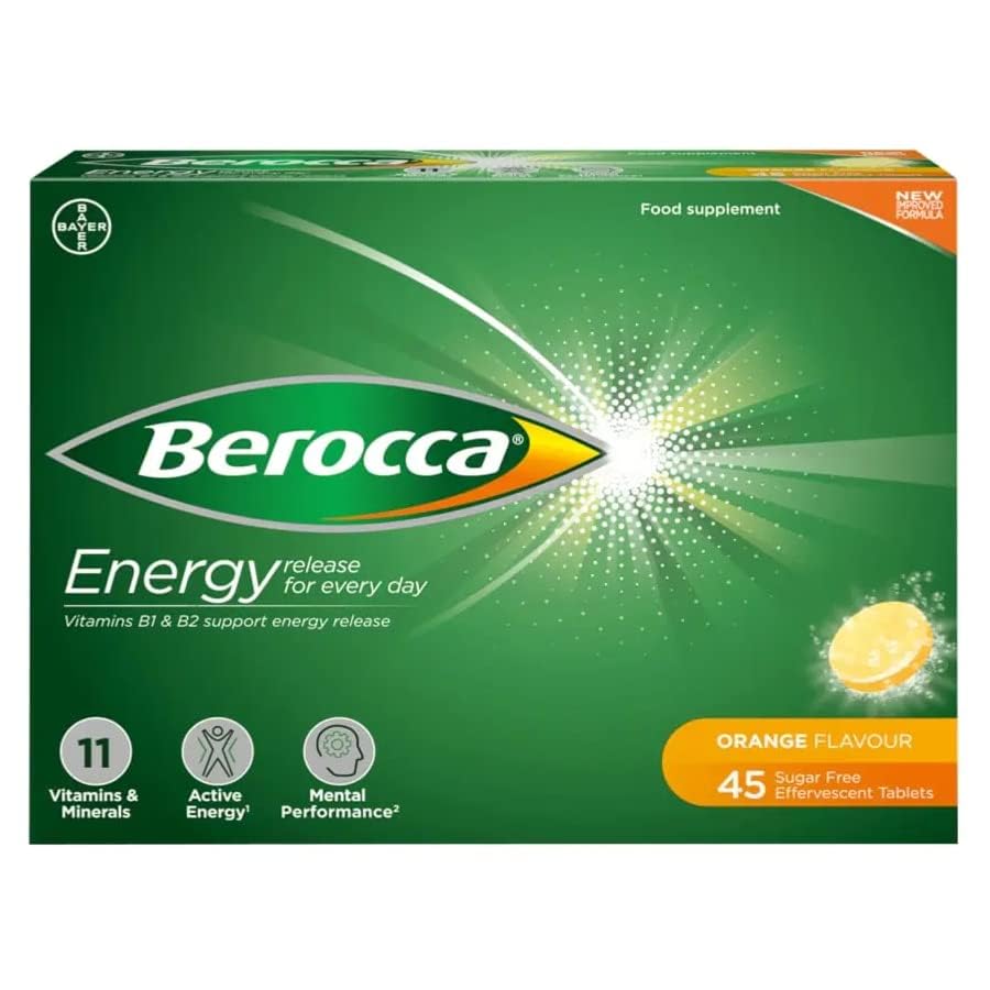 Berocca Orange Effervescent Tablets 45-Count in a wellness setting