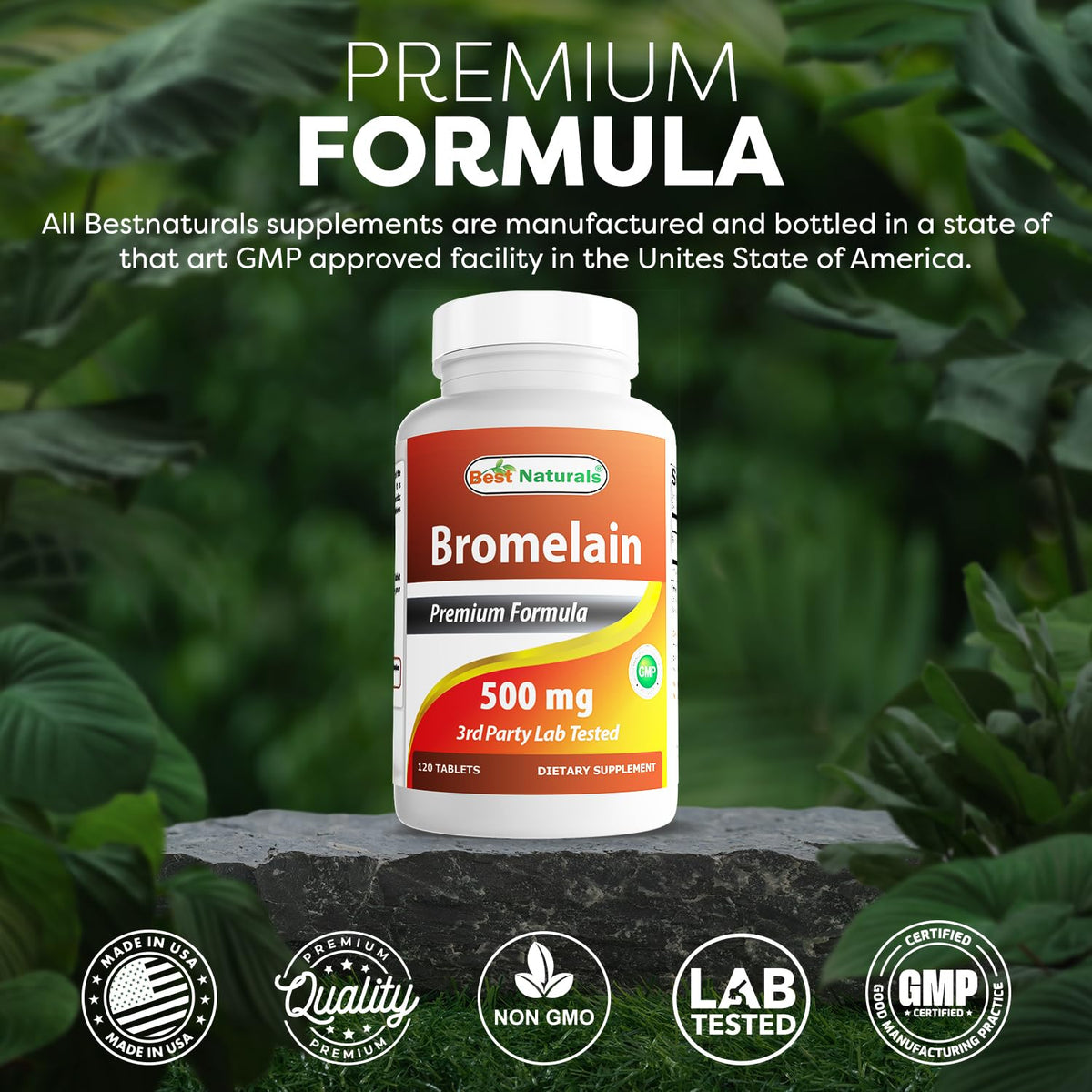 Best Naturals Bromelain 500mg 120 Tablets close-up of tablets