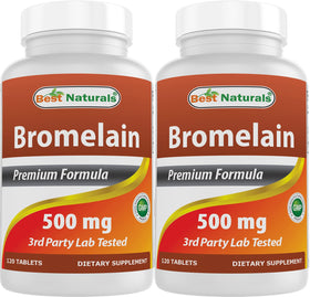 Best Naturals Bromelain 500mg 120 Tablets front view