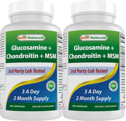 Best Naturals Glucosamine Chondroitin MSM 180 capsules front view