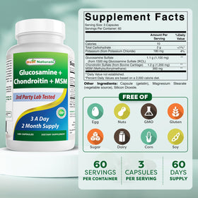 Best Naturals Glucosamine Chondroitin MSM bottle side view