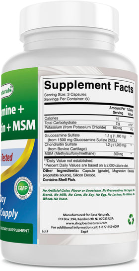 Best Naturals Glucosamine Chondroitin MSM product packaging