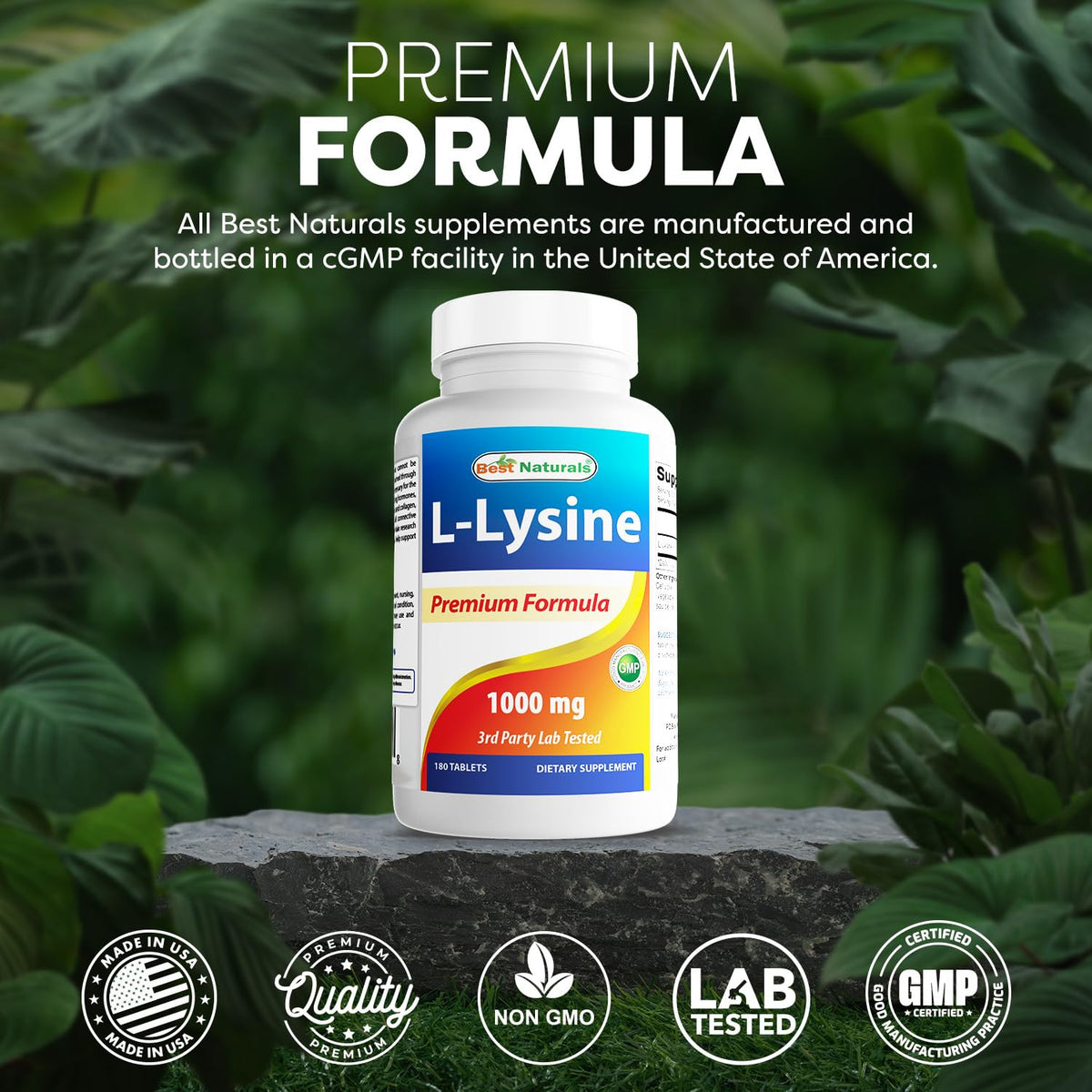 Best Naturals L-Lysine 1000mg 180 Tablets ingredients list
