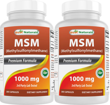 Best Naturals MSM 1000 mg 180 Capsules front view