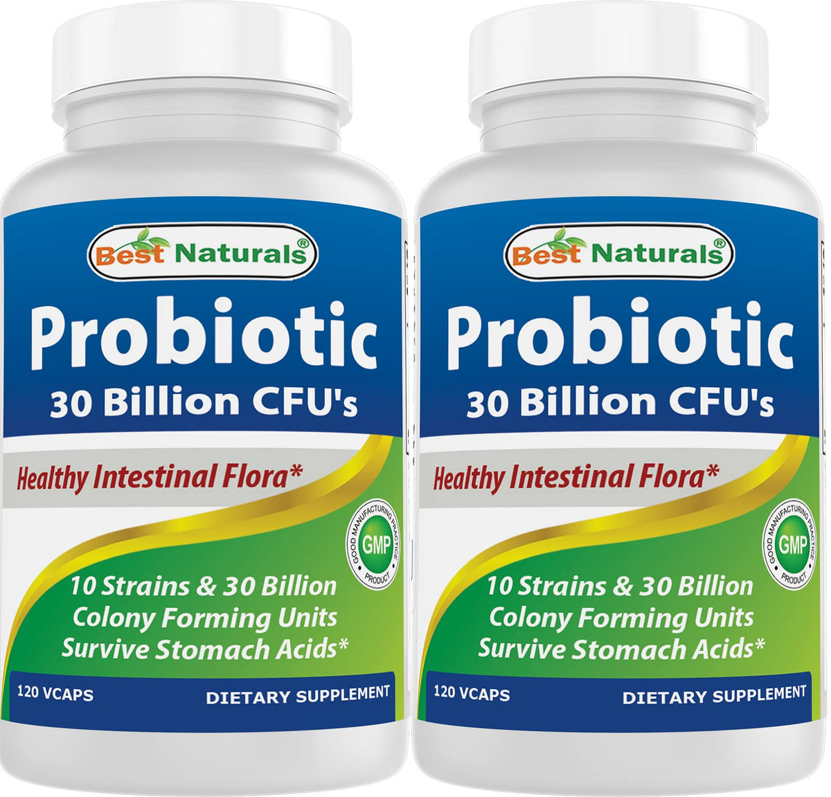 Best Naturals Probiotic 10 Strains 30 Billion CFU 120 Veggie Caps front view