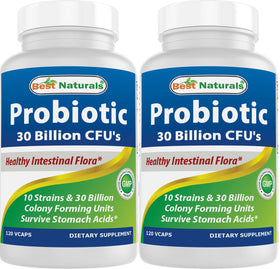 Best Naturals Probiotic 10 Strains 30 Billion CFU 120 Veggie Caps front view