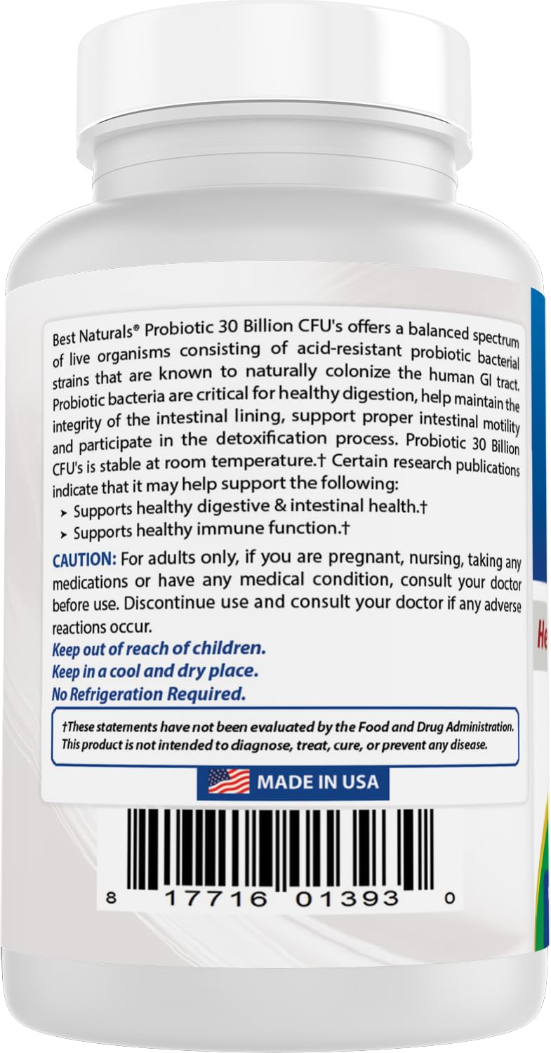 Best Naturals Probiotic 10 Strains 30 Billion CFU ingredients list