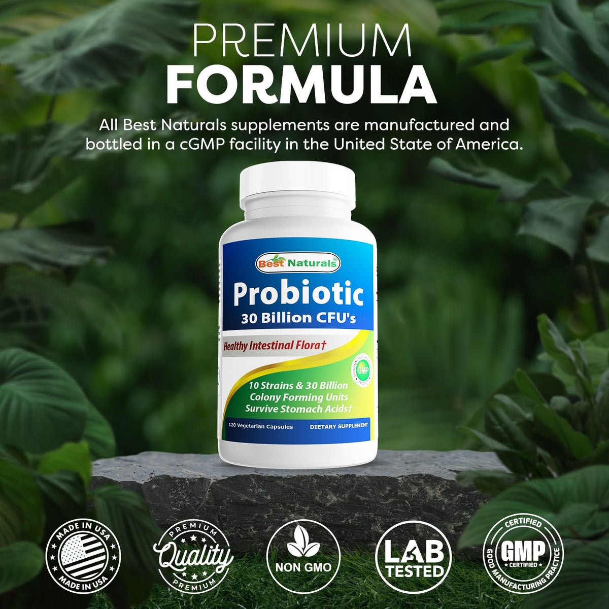 Best Naturals Probiotic 120 Veggie Caps with measuring spoon
