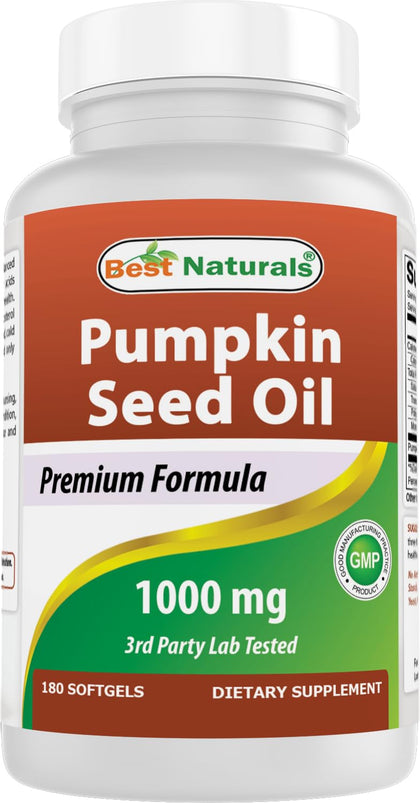 Best Naturals Pumpkin Seed Oil 1000 mg softgels front view