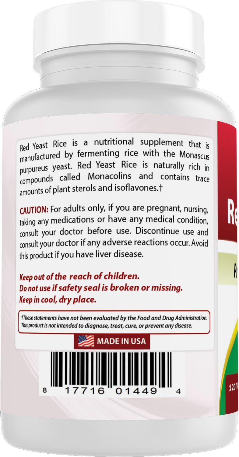 Best Naturals Red Yeast Rice 1200 mg on a wooden table