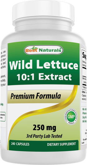 Best Naturals Wild Lettuce Extract 250 mg 240 Capsules front view
