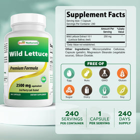 Best Naturals Wild Lettuce Extract 250 mg 240 Capsules side view