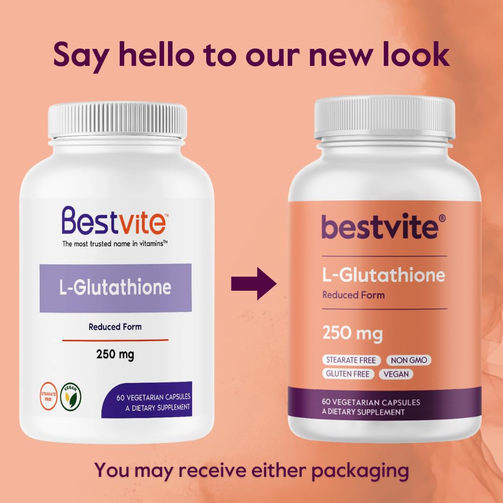 BESTVITE L-Glutathione 250mg vegan supplement with measuring spoon