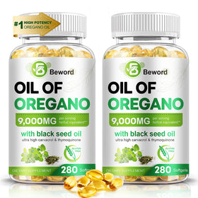 BEWORD Oil of Oregano with Black Seed Oil 560 Softgels front view