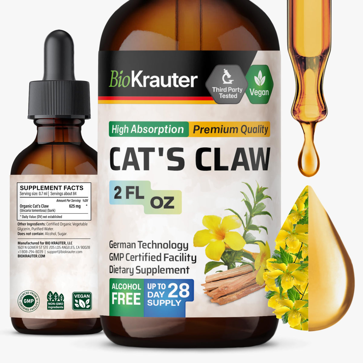 BIO KRAUTER Cats Claw Tincture 2 Fl.Oz front view