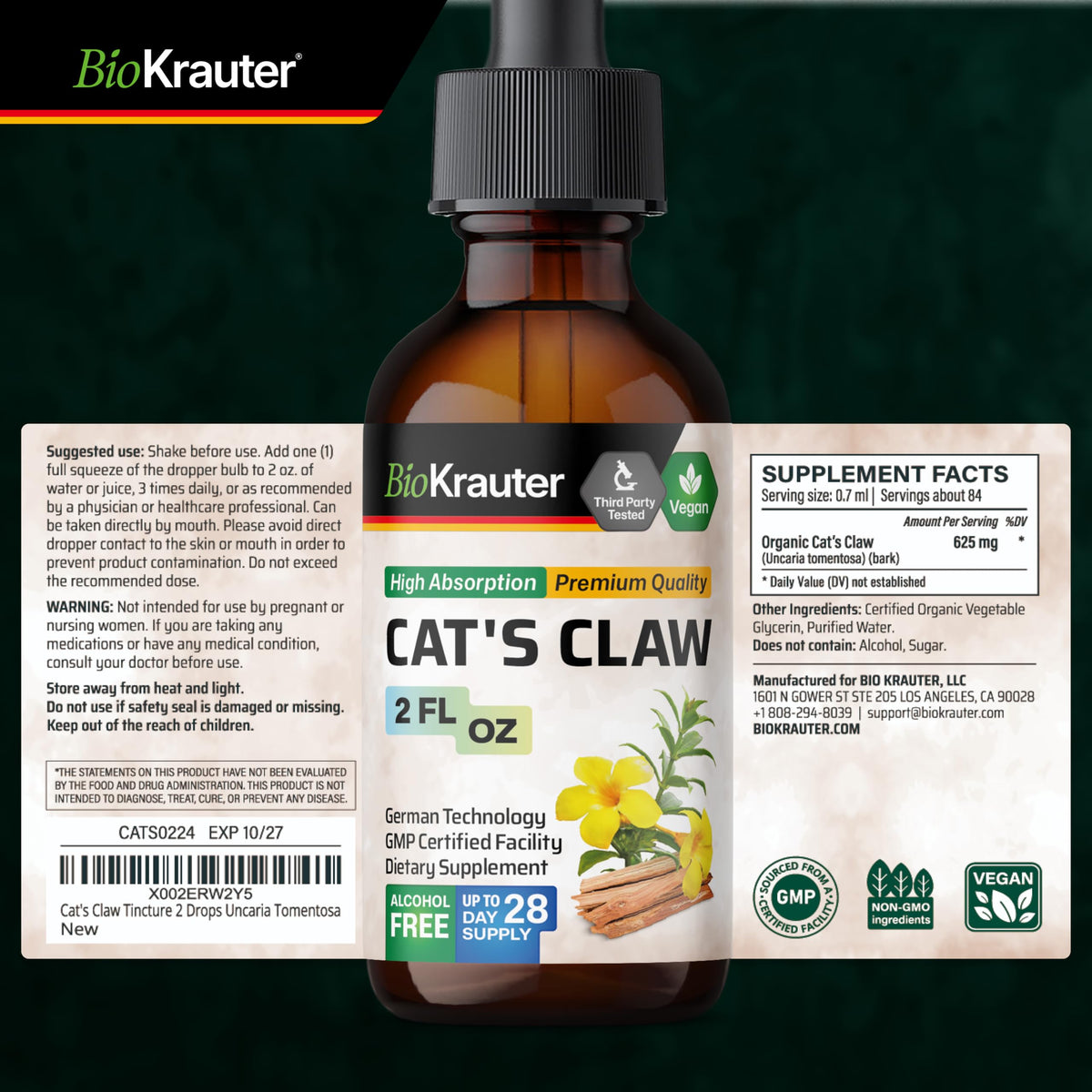 BIO KRAUTER Cats Claw Tincture lifestyle shot